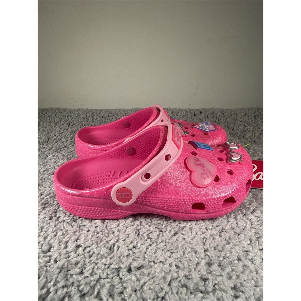 Crocs Kids Mattel Pink Barbie Classic Clogs 211406-90H Size J3 nwt - Picture 2 of 11